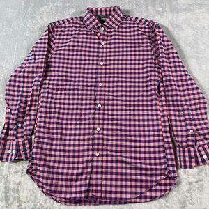 Bonobos Shirt Mens Sz‎ 15.5/33 Pink Check Office Preppy Casual Long Sleeve